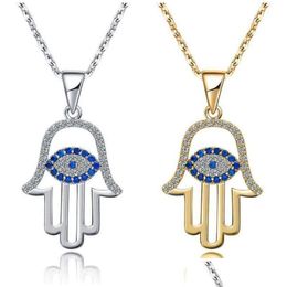 Pendant Necklaces Blue Evil Eye Hamsa Hand Necklace Third Pendant Necklaces Lucky Protection Jewellery Drop Delivery Jewellery Necklaces P Dh3Nn