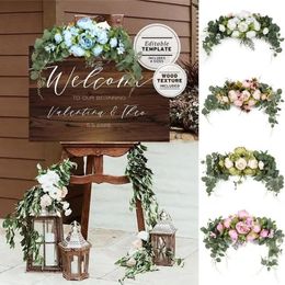 Faux Floral Greenery Artificial Wreath Door Threshold Flower DIY Wedding Home Living Room Party Pendant Wall Decor Christmas Garland 231123