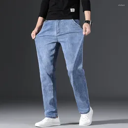 Men's Jeans 2023 Spring Light-colored Classic Style Stretch Slim Fit Blue Denim Trousers Male Brand Pants