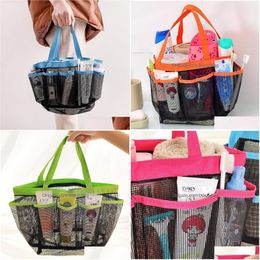 Storage Bags Mesh Shower Caddy Quick Dry Tote Bag Oxford Hanging Toiletry And Bath Organiser With 8 Compartments Lx2837 Drop Deliver Dhyfy