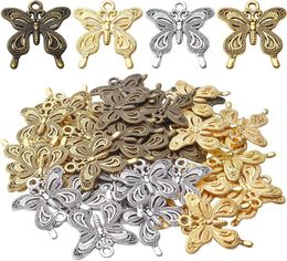 Pendant Necklaces 40pcs Alloy Butterfly Charms Insect Beads For DIY Bracelet Necklace Jewellery Making Crafting 4 Colours