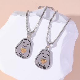 Chains Lovecryst 2Pcs/set Cute Avocado Alloy Friend Necklace BFF Friendship Jewelry Gifts For Kids