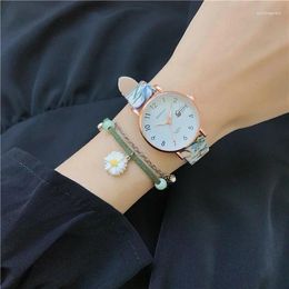 Wristwatches Fashion Cartoon Numbers Dial Watch For Women Fabric Belt Bangle Bracelet Fashionable Waterproof Watches Clock Holidays Gift