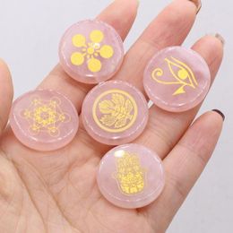 Charms Religious Natural Stone Powder Crystal Reiki Healing Lucky Symbol Divination Gem Home Decoration Cafe Jewellery 25x25x5mm