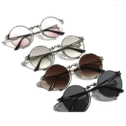 Sunglasses 2023 Fashion Trend Sunscreen Glasses Metal Punk Round Personality UV400 Casual Eyewear For Adult Women Men