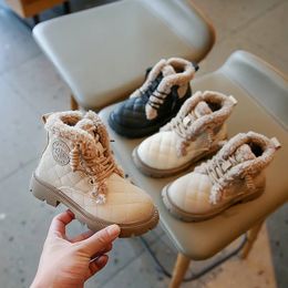 Boots Kids Winter for Boys Cotton Shoes Plush Warm Girls Short Fashion Children Student 231123