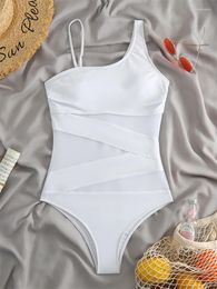 Women's Swimwear One Piece Swimsuit Women 2023 Solid Sling Mesh Sexy Bodysuit Monokini Summer Push Up Beach Wear Bathing Suit Female