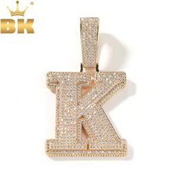 Chokers THE BLING KING Big Bold Single Letter Pendant Initial Letter A-Z Micro Paved Out 5A Cubic Zirconia Charm Necklace Hiphop Jewelry 231124
