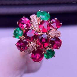 Cluster Rings E326 Tourmaline Ring 3.4ct Fine Jewellery 18K Gold Natural Gemstones Diamonds Female For Women