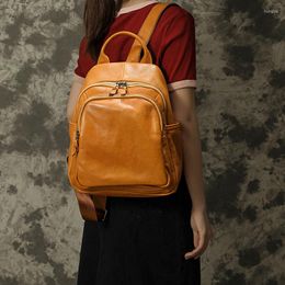 Backpack Genuine Leather Women Backpacks For School Teenagers Girls Bag Cowhide High Quality Men Travel