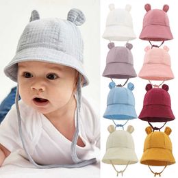 Caps Summer For Boys Girls 6 12 Months Cute Bear Ears Sun s Kids Soft Ruffle Panama Toddler Fishman Hat Baby 1 Year P230424