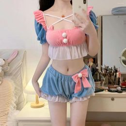 Women's Sleepwear Underwear Lolita Cartoon Bra Soft Panty Set Pumpkin Japanese Kawaii School Girl Push Up Bras Lingerie Intimate