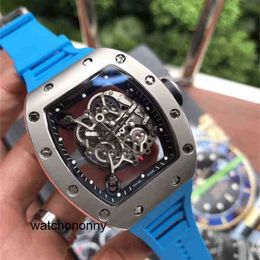 Automatic Watch Luxury Richa Milles Mens Mechanical Hollowed Out Transparent Personalised Luminous Tape Big Waterproof Swiss Movement High Quality