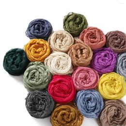 Scarves 85x180cm Autumn Winter Solid Color Balinese Twists Wrinkle Cotton Linen Breathable Thin Scarf Women Hijabs Shawl Wrap