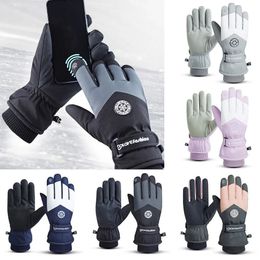 Ski Gloves Winter Snowboard PU Leather Non slip Touch Screen Waterproof Motorcycle Cycling Fleece Warm Riding 231124