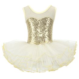 Dancewear Nice Girls Ballerina Fairy Prom Party Costume Kids Sequined Flower Dress Dancewear Gymnastic Leotard Ballet Tutu Dress 231124