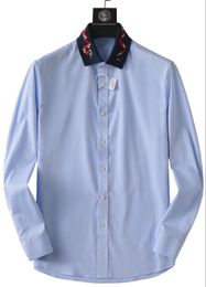 Designer-Herrenhemd mit Karomuster, Freizeithemd, hochwertiges Designer-Business-Klassiker-Langarmhemd, einfarbig, mit Buchstaben, Frühlings- und Herbsthemd #6700
