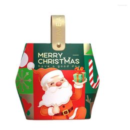 Gift Wrap 12/24pcs Merry Christmas Kraft Paper Box Bags Candy Chocolate Packaging Child Kids Holiday Happy Year Party Favours