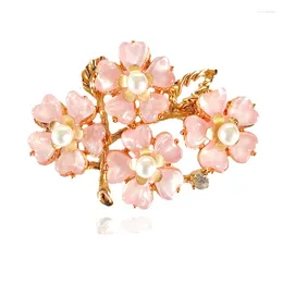 Brooches CSxjd Fashion Design Pink Acrylic Peach Blossom Flower Branches Cherry Blossoms Brooch Coat Accessories