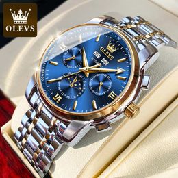 Other Watches OLEVS Automatic Men Mechanical Wristwatch Luxury Dress Moon Phase Stainless Steel Waterproof Luminous Calendar Week 231123