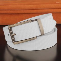 Belts High Quality White Pin Buckle Boy Men's Belt Designer Casual Leather Fashion Name