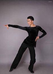 Stage Wear Latin Man Ballroom Dancing Top High-grade Velvet Dance Boy Clothes For Men Exercise Shirt