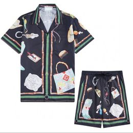 Men's Plus Tees & Polos Summer New Fashion Crew Neck T shirt Cotton Short Sleeve Shirt Hawaiian Beach Print Shirt Shorts sports suit 855d3