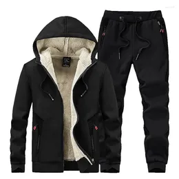 Men's Tracksuits Men Cashmere Fleece Warm Tracksuit Male Winter Hooded Fashion 2pcs Sets Mens Hoodies Pants Sportswear Set Thick