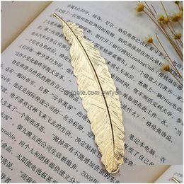 Bookmark Wholesale Diy Metal Feather Bookmarks Document Book Mark Label Golden Sier Rose Gold Office School Supplies Drop Delivery B Dhwp1