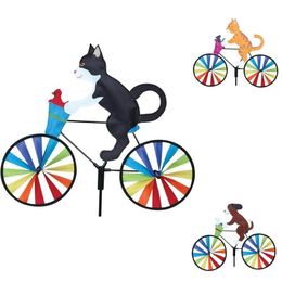 Novelty Items Cute Animal Riding Bike Wind Spinner Decoration In Yard And Garden Windmill Garden Lawn Decor296s