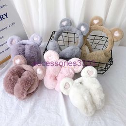 Orecchie da orso coreano Paraorecchie in peluche Orso del fumetto Inverno WarmEar Scaldini pieghevoli Donna Uomo Paraorecchie pelosi finti Fascia per orecchie