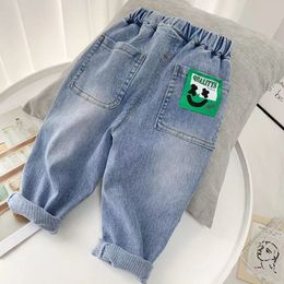 Jeans Boys Jeans Spring Autumn Soft Pants Boys Baby Stretch Pants Kids Loose Pants 2-7T 230424