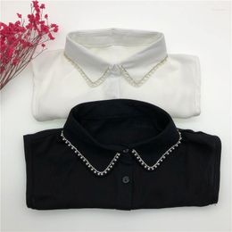 Bow Ties 2023 Fake Collars Blouse Sweater Women White Black Handmade Beads Shirt Detachable False Collar Girls Necklace Nep Kraagie