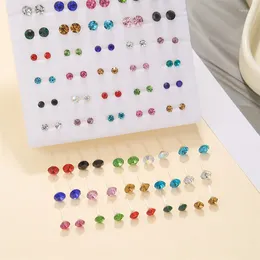 Stud Earrings AOMU 50Pairs/Set Classic Fashion Colorful For Women Men Shiny Transparent Rhinestone Earring Jewelry Wholesale