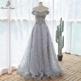 Party Dresses Elegant sequin lace Grey flowers Evening dress prom dresses evening gowns vestidos de fiesta robe mariage 230422