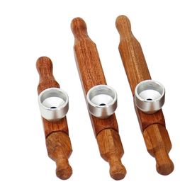 Wooden Wood Hand Smoking Pipes Tobacco Cigarettes Handmade Filter Pipe Smoking Tools with Metal Bowl