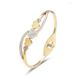 Bangle Fashion Diamond Heart Gold Bracelet For Women Luxury Woman Jewellery Adjustable Size