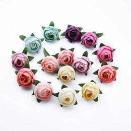 Faux Floral Greenery 100PCS 4CM Silk Roses Head Tea Buds Diy Gifts Candy Box Scrapbooking Home Decor Wedding Bridal Accessories Artificial Flowers 231123