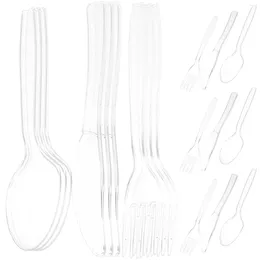 Forks 50 Set Disposable Knife Fork Spoon Party Dessert Cutlery Kit Tableware Kits Dinnerware Portable Plastic Silverware