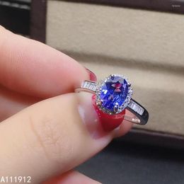 Cluster Rings KJJEAXCMY Fine Jewellery Natural Tanzanite 925 Sterling Silver Women Ring Support Test Noble