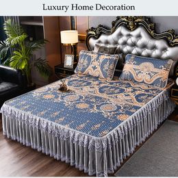 Bed Skirt Luxury Royal Latex Mat Bedspread on The Bed Removable Bed Skirt Height 45cm Hand Wash Breathable Sheet Bed Set with Pillowcases 230424