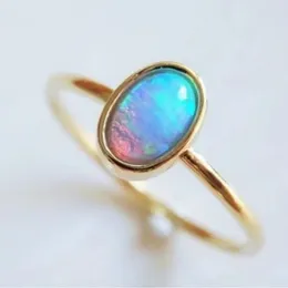 Cluster Rings Inlaid Moonlight Stone Gold Plated Ring European And American Fashion Trendy Women's