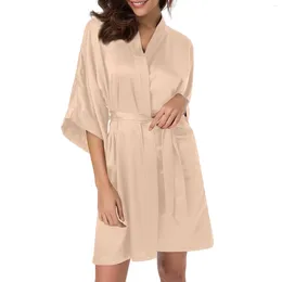 Women's Sleepwear Nightgown 2023 Simulation Silk Satin Glossy Solid Colour Thin Cardigan Robe Nightdress Spring Autumn Sexy Short Bathrobe