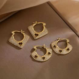 Hoop Earrings Mafisar Unique Design Fashion Luxury Gold Plated Zircon Geometric For Woman Delicate Jewelry Party Birthday Gifts