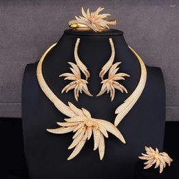 Necklace Earrings Set Soramoore Refined Gorgeous Luxury 4PCS Bangle Open Ring Jewelry Women Bridal Wedding Engagement