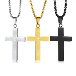 Pendant Necklaces Christian Bible Cross Chain Necklace Stainless Steel For Men Religious Prayer Jewelry