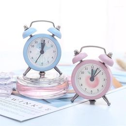 Mini Small Mute Bedside Clocks Retro Snooze Travel Round Metal Desk Alarm with Battery for Children Students Adult1169h