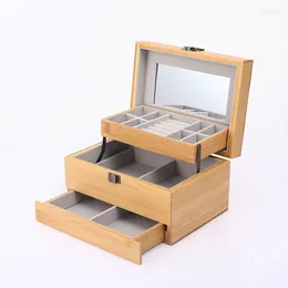 Watch Boxes Bamboo Box Jewellery Large Capacity Earrings Ring Necklace Bracelet Display Men And Women Organiser