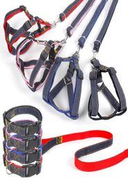 Pet Cowboy Rope Chain Adjustable Dog Harness with Leash Breakaway Dog Nylon Leash for Puppy Blue Pink9926792