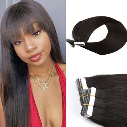 Tape in Hair Extensions Remy Human Hair Double Sided Skin Weft Real Hair Seamless Tape in Extensions 12-30 Inch Colour 1B Off Black 20 Pcs 50 Grammes Greatremy